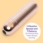 Glow Up Bullet Vibrator - 3 Inch Easy To Use Mini Bullet Massager - 10 Function Bullet Vibrator For Women - Rechargeable & Waterproof - Rose Gold