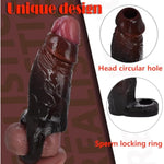 Realistic Soft Glans Exposed Silicone Penis Sleeve, Adult Male Sex Toy Penis Sheath With Cock Ring Delay Ejaculation For Couples (Black)