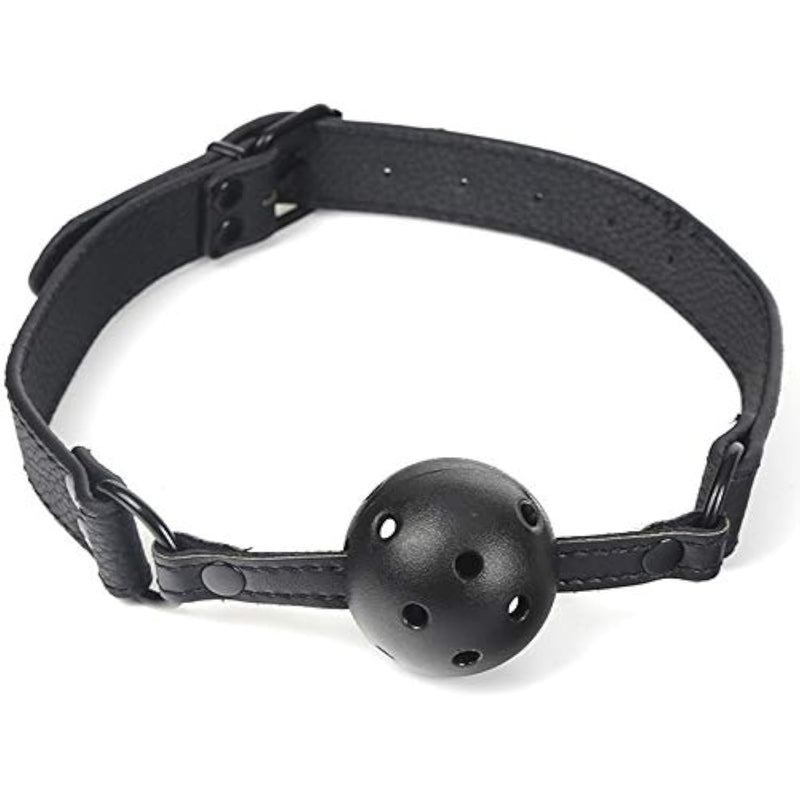 Black Ball Gag Bdsm Oral Fetish Slave Adjustable Breathable Restraints, 1.0 Count