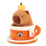 Coffee Cup Capybara Plush 9 Inch Cute Capibara Stuffed Animal Soft Plushies Toys Gifts For Kids Adults Brown