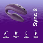 Sync 2 Purple App Control Couples Vibrator & Pjur Aqua Water Based Personal Lubricant 3.4 Fl Oz - Couples Sex Toys Bundle