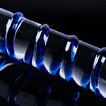 7.9 Inch Double-Ended Glass Dildo, Blue Spiral Ribbed Crystal Clear Anal Dildo, Dual-Headed Beaded Dot Sensation Wand,Double-Ended G-Spot Prostate Vaginal And Anal Massager Sex Toy For Men And Women