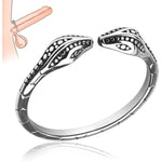 Male Penis Ring Stainless Steel Cockrings Smooth Snake-Shaped Delay Glans Ring Testicles Stimulates Erection Pleasure Enhancing Adult Sex Toys (L)