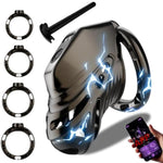 Electric Shock Chastity Cock Cage Device With 1-100 Microcurrent Mode & 4 Rings & Silicone Urethral Plug & App Remote Control, Male E-Stim Bdsm Penis Bondage Sex Toys For Gay Men Beginners