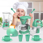 Play Kitchen Toys, Pretend Play Kitchen Appliances Toy Set With Coffee Maker, Mixer, Toaster With Realistic Lights& Sounds, Birthday Gift For Kids Ages 3-5 4-6 6-8 (Green)