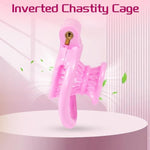Inverted Chastity Cage Sex Toys Cock Cages Includes 4 Different Sized Rings With Invisible Lock For Penis Bondage Male Chasity Device Breathable Lightweight Portable (B,White)