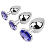 Anal Butt Plug 3Pcs Trainer Kit Metal Butt Plug Anal Trainer Toys Fetish Kinky Sex Love Games For Starter Beginner Men Women Couples (Blue)