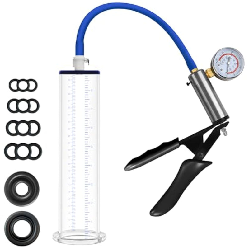 Penis Pump With Pressure Gauge,9 X 1.75 Inch Cylinder,1 Silicone Sleeves, Penis Enlargement Devicesex Toys - Male Sex Toys For Men, Adult Toys For Men
