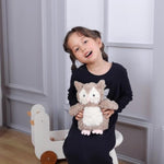 Dark Blue Flower Owl Stuffed Animals For Kids, Soft Cute Plush Toys For Baby Girl And Boy, 9.5 Inches