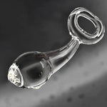 Glass Butt Plug With Pull Loop Anal Plug Prostate Massager With Long Neck And Tapered Head Fetish Anal Dilator Masturbation Sex Toy For Men Women, 4.84 X 1.33 Inch Transparent