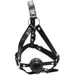 Leather Bondage With 1.77 Inch Mouth Gag Adjustable Head Harness Bdsm Fetish Slave Restraints For Men Women Couple(Black)