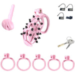 Male Chastity Cage,Lightweight Cock Cage,Resin Chastity Devices,Adult Sex Toy For Men, Locked Key,5 Sizes Rings Included (Pink, Standard)