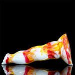Soft Silicone Irregular Multi Colored Dildo Anal Toy Flexible Stimulate With Suction Base (Red+Yellow+White)
