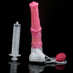 12 Inch Realistic Squirting Dildo Ejaculating, Lifelike Penis Knotted Large Horse Anal Dildo With Suction Cup Adult Sex Toy For Women - Red Grey