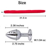Butt Plug Fox Tail Cosplay Anal Plug Anal Butt Plug Adult Sex Toys For Beginner Women Men Couple (31" Red-1)