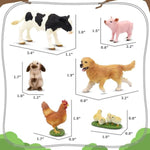 Farm Animals Toy Set, 12 Realistic Small Animal Figurines With Pets, Livestock, Poultry For Kids Ages 3+, Educational Learning Playset For Toddlers Boys Girls