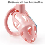 Male Hollow Chastity Cage Bondage Set, Cock Cage With Carabiner And 2 Keys, Invisible Lock Design, Penis Sm Fetish Adult Sex Toys For Men (Pink)