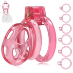 Male Chastity Cage Devices - Soft Silicone Cock Cage Lightweight For Man Penis Bondage, Pink Sissy Chasity Lock Cage Invisible Use With 6 Penis Rings, Bdsm Sex Toys For Men