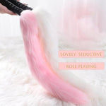 Faux Fox Tail Flogger Whip - Sm Bondage Paddle, Sex Tickler Teaser For Women, Men & Couples - Orgasm Training Stimulator & Sex Spanking Toy - Soft Faux Fur, Black Handle, Sexy Fetish Toy