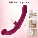 Vibrating Double Ended Dildo For Lesbian, Silicone Strapless G-Spot Dildo Vibrator Wireless Fake Penis With 10 Vibration Modes, Adult Sex Toys & Games For Couple Anal Play