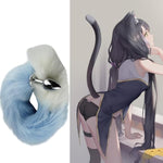 Anal Toys Butt Plug Anal Sex Toys - Anal Plug Fox Tail Adult Toys, Stainless Steel But Plug Butt Toys Sex Toys For Women Cosplay Adult Couples (Blue + White)