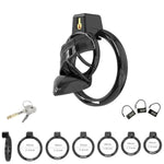 High-Heeled Design Male Chastity Cage, Cb Resin Penis Device With 6 Adjustable Flat Rings, Secure Bondage Restraint & Ventilation, Discreet Lock For S/M Training (Black,S)
