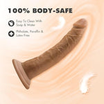 Blush Dr. Skin 7.5” Realistic Slim Shaft Dildo, 1.5” Wide Soft Lifelike Cock - Suction Cup, Strap-On Solo Or Partner, Body-Safe Anal & Pegging Play - Adult Sex Toy For Women, Men & Couples - (Mocha)