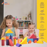 Set Of 34 Large Foam Blocks For Toddlers - Stacking Soft Blocks For Kids With Shapes & Colors Learning - Construction Building Preschool Toys - Soft Toy For Daycare Toddlers 3-5 & Above