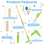 Kids Garden Tool Set: Safe Toddler Size Hoe, Rake, Shovel, Leaf Rake, Broom 5-Piece Kids Gardening Tools With Wooden Handle And Metal Head For Child Christmas Outdoor Toys Gift For Boys Girls