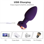 Rose Style Sex Toy Anal Plug Vibrator, Remote Wireless Control Adult Masturbation Anal Plug, Couple Sex Toys (Purple)