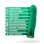 Blush Adult Sex Toys - Oh My Gem Enchanting Silicone 5.5" G-Spot Vibrator With Warming Function - Clit, Nipple, Vaginal Stimulator - 10 Rumbly Modes - Waterproof Massager For Women & Couple - Emerald