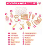Wooden Pretend Makeup Kit For Girls Ages 3–5, Kids Pretend Play Cosmetic Set With Mirror, Lipstick, Nail Polish & Bag – Non Toxic Toy Makeup Set For Toddlers, Perfect Birthday