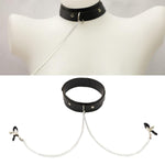 Adjustable Nipple Clamps With Chain Neckalce Adult Sm Games Fetish Leather Collar Nipple Clamps Chain Non Piercing Couple Nipple Clamp Sex Toys Bedroom Bondage Toys