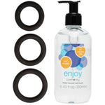 Get Hard Set Of 3 Cock Rings & Enjoy Water Based Lube 8.5 Fl Oz - Male Sex Toy Bundle