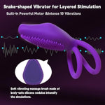 Vibrating Cock Ring With Clitoral Stimulator Silicone Penis Ring Vibrator With G Spot Clitoris Vibrator Rechargeable Waterproof 10 Vibrations Adult Male Sex Toy For Male Female Couple Pleasure?Purple?