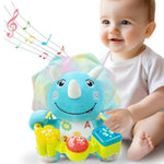 Baby Bilingual Musical Dinosaur Stuffed Animals Toys,Infant Early Learning Toy With Light-Up Music & Crinkle,Tummy Time Toys For 0 3 6 9 12+ Months For Baby Boy Girl Gift