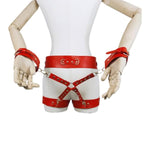 Red Bondage Restraints Bdsm Kit With Backhand Handcuffs And Waist Blet?Leg Blet?Bondage Harness? Bondage Gear & Accessories Pu Leather Sex Straps Harness Set