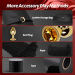 Sex Bondage Restraints Kit Bdsm - 21Pcs Leather Handcuffs Ankle Cuffs Furniture Restraint Accessories With Storage Bag Adult Sex Toys For Men Women Couples Foreplay | Black