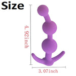 Purple Silicone Anal Beads Butt Plugs with Three Ball Chain Link Design and Gradual Bead Stimulation for Male Female Couple Play