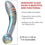 Glass Fairy Wand, Iridescent Dual Ended Glass Dildo For Vaginal & Anal Play, Ribbed & Bulbous Tips For Ultimate Stimulation, Body Safe & Hypoallergenic, Velvet Storage Pouch Included