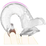 Realistic Dildos Penis With Suction Cup Base For Hands-Free Play, Body-Safe Material Lifelike Penis Flexible Cock With Curved Shaft Balls For Vaginal G-Spot Anal Play (Transparent)