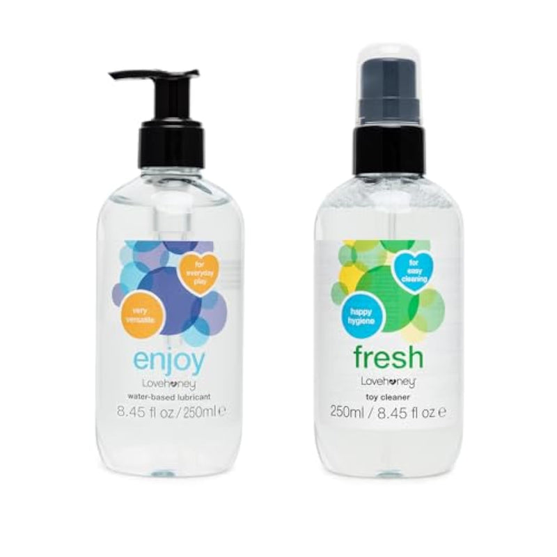 Enjoy Water Based Lube 8.5 Fl Oz & Fresh Sex Toy Cleaner Spray 8.5 Fl Oz - Couples Sex Toys Bundle