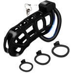 Male Chastity Devices Cock Cage - Chastity Cage Built-In Vertical Invisible Lock Chastity Device With 3 Size Base Rings&2 Keys,Adult Abstinence Penis Bondage Male Sex Toy