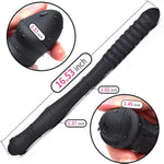 Double Ended Dildo 16.53 Inch Dong Ribbed Butt Plug With Glans For Anal Vagina Stimulation Double Side Cock Penis Prostate Massager Sex Toy For Lesbian Men Women, Black,