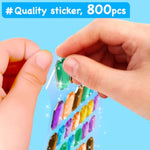 Cute Animal Theme Gem Sticker Kit for Kids - 800 Stickers, 8 Projects