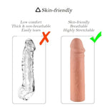 Beige Silicone Penis Sleeve Extender for Men - Realistic Textured Cock Enlarger