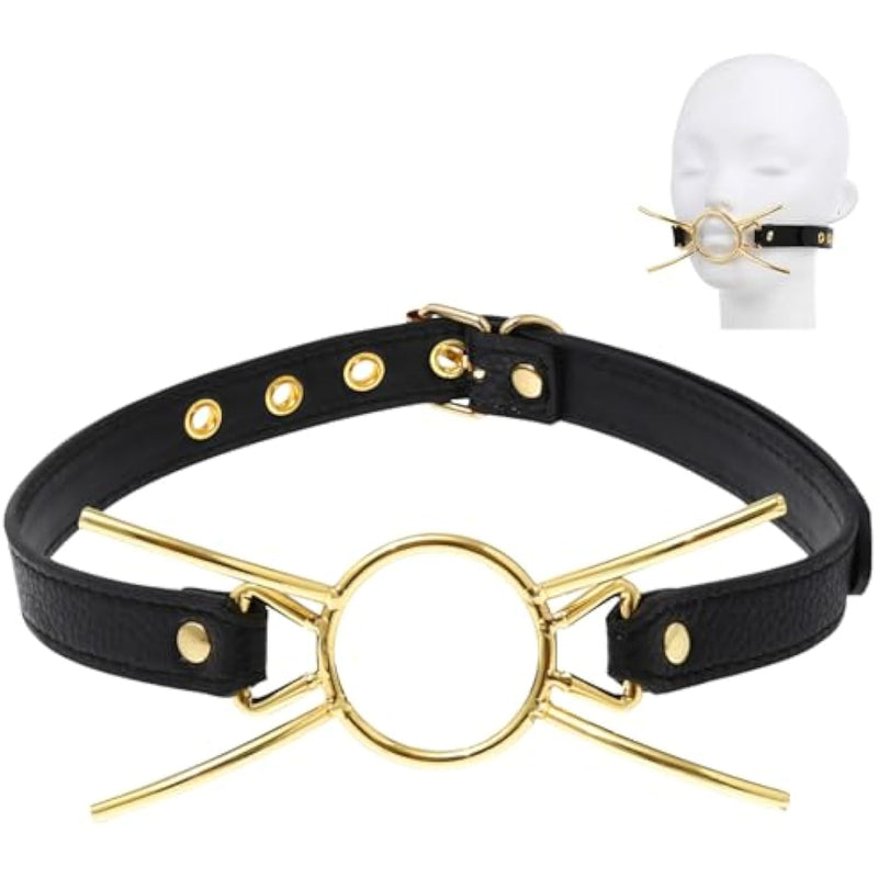 Metals Open Mouth Gag Adjustable Leather Bdsm Gags & Muzzles Restraints Bite Gag Fetish Sex Toys For Adult Couples