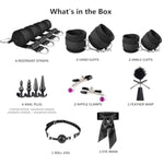 Couples Sex Toys Set, 17 Pcs-Adult Toys-With Restraint Straps & Bondage Cuffs & Anal Plug & Nipple Clamps & Feather & Sex Whip & Sex Blindfold, Diy Bondage Restraints Sm Games For Couples