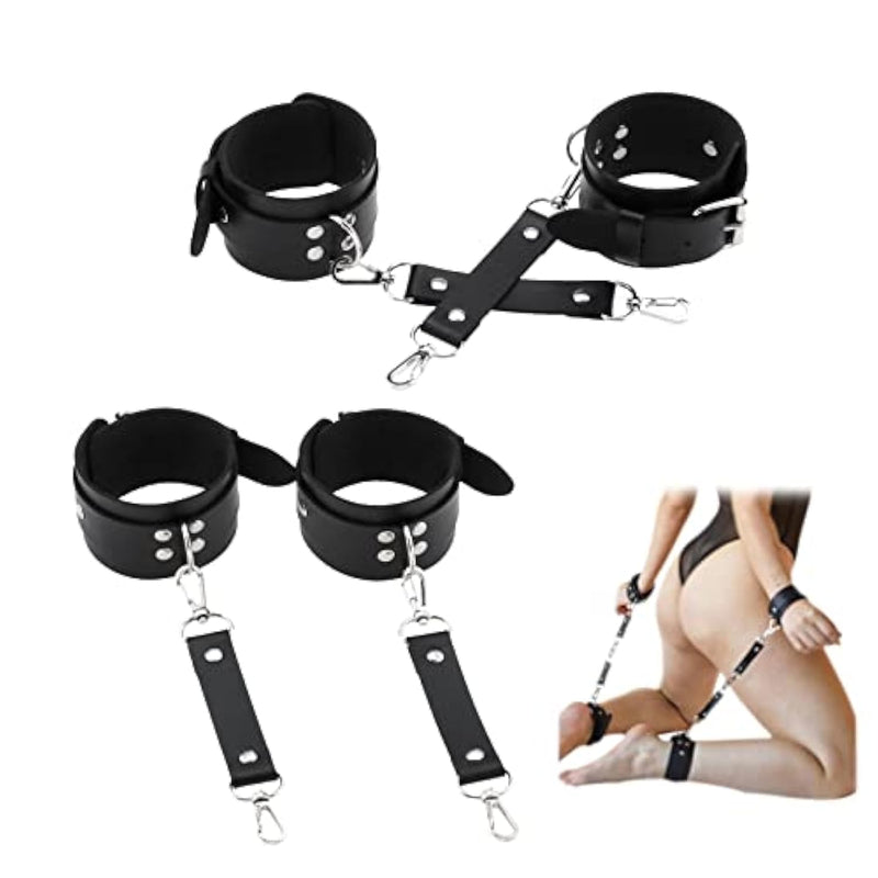 Restraint Kit With Handcuffs & Foot Cuffs - Bed Ties For Couples Beginners