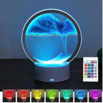 3D Moving Sand Art Lamp, Deep Sea Flowing Sand Frame with Colorful LED Light